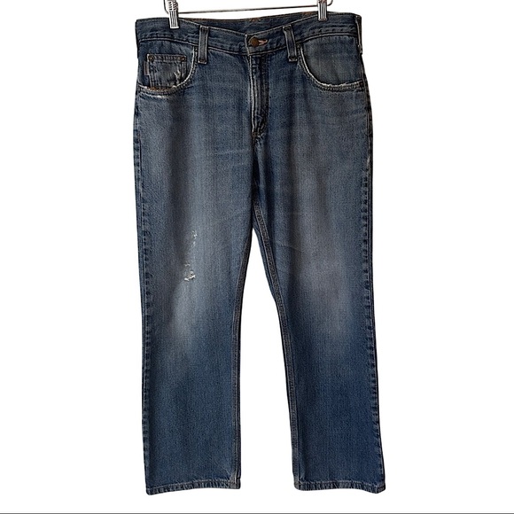 Carhartt Men’s Jeans Relaxed Fit 33x28 Faded Distressed Denim Cotton Casual - Picture 1 of 17